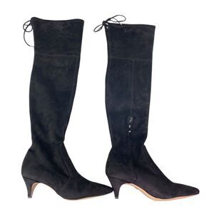 Sam Edelman Kristie Over the Knee Boot black Kitten Heel Faux Suede Sz 10